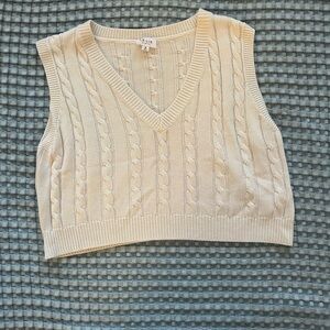 Le Lis Cream Cable Knit Cropped Vest